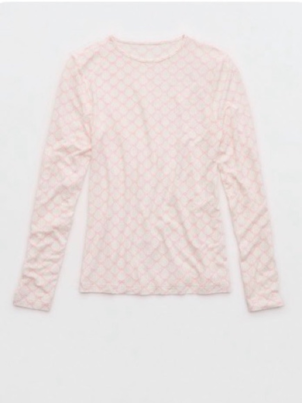 aerie Pink and White Long Sleeve Patterned Tee